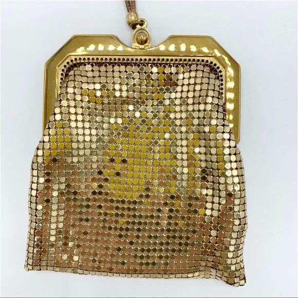 Vintage 1930/1940 Whiting & Davis Co Gold P Mesh Evening Bag w/Chain - Picture 3 of 15